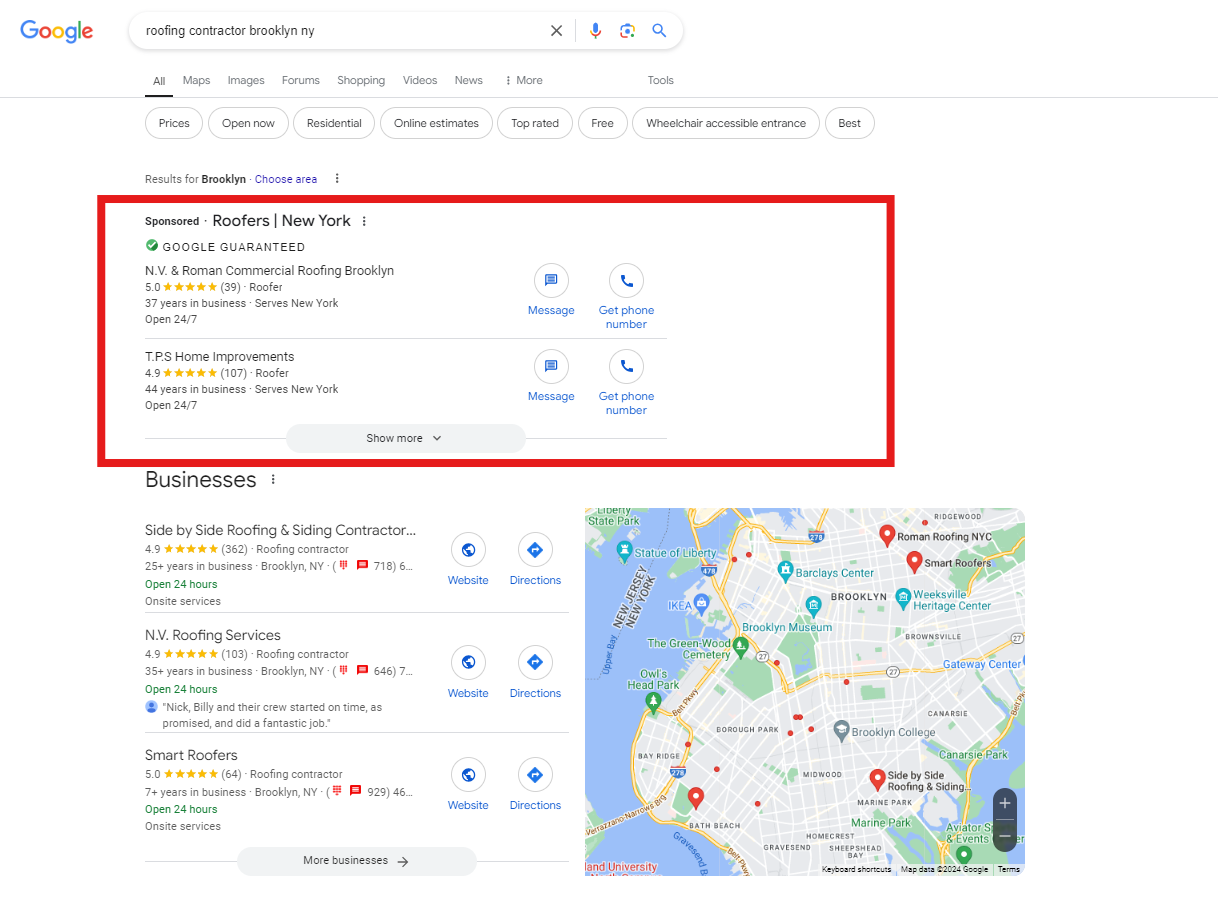 Local Service Ads in SERP